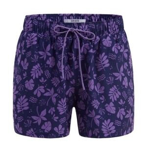 La Porte Men Large Purple Aaron Swim Trunks in Block Print Beach Hawaiian Japan